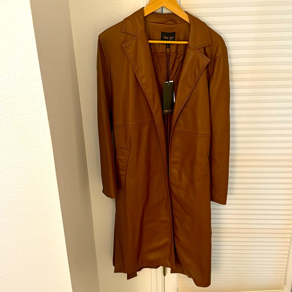 NWT faux leather duster jacket.